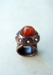 Fire Opal Ring - Flying Saucer